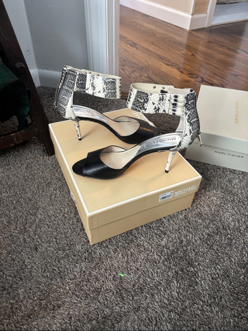 Michael Kors Black Pumps with Snakeskin Ankle Cuff